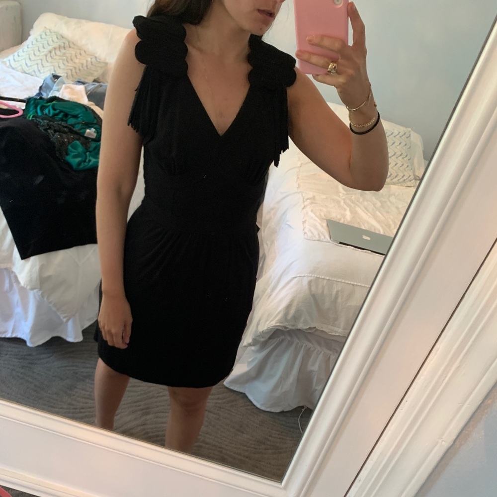 Black sleeveless v-neck dress